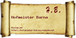 Hofmeister Barna névjegykártya