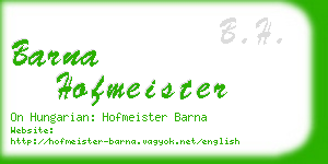 barna hofmeister business card